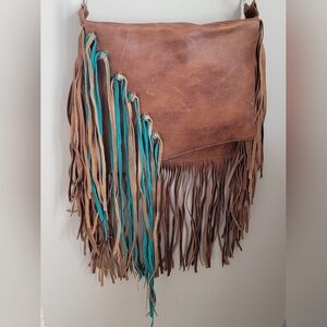 Leather Handmade Fringe Western Purse